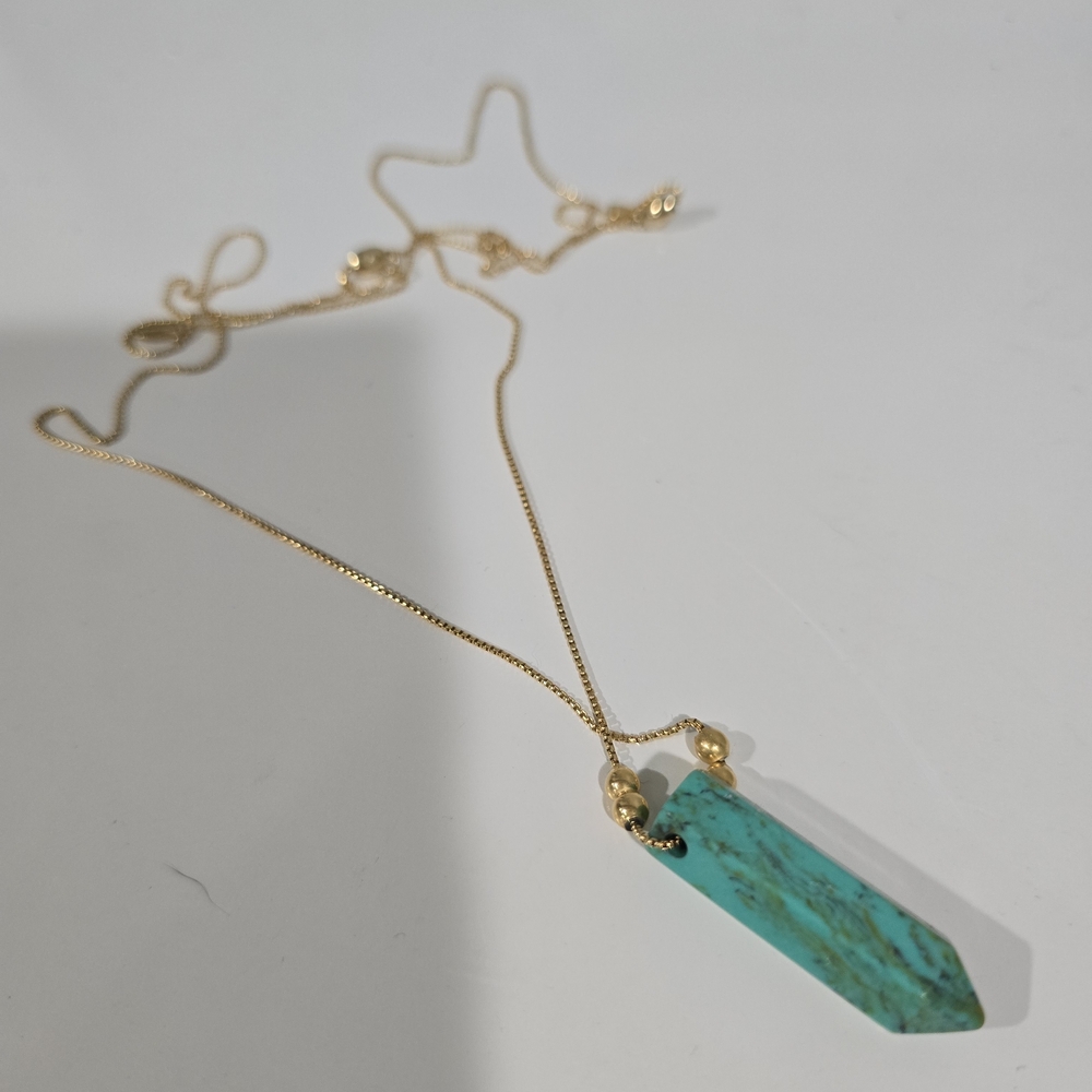 Gold Necklace with Turquoise Pendant